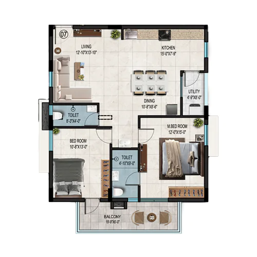 Cyan A7 1434E 2BHK