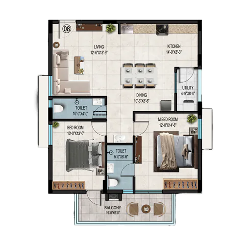 Cyan A8 1405E 2BHK
