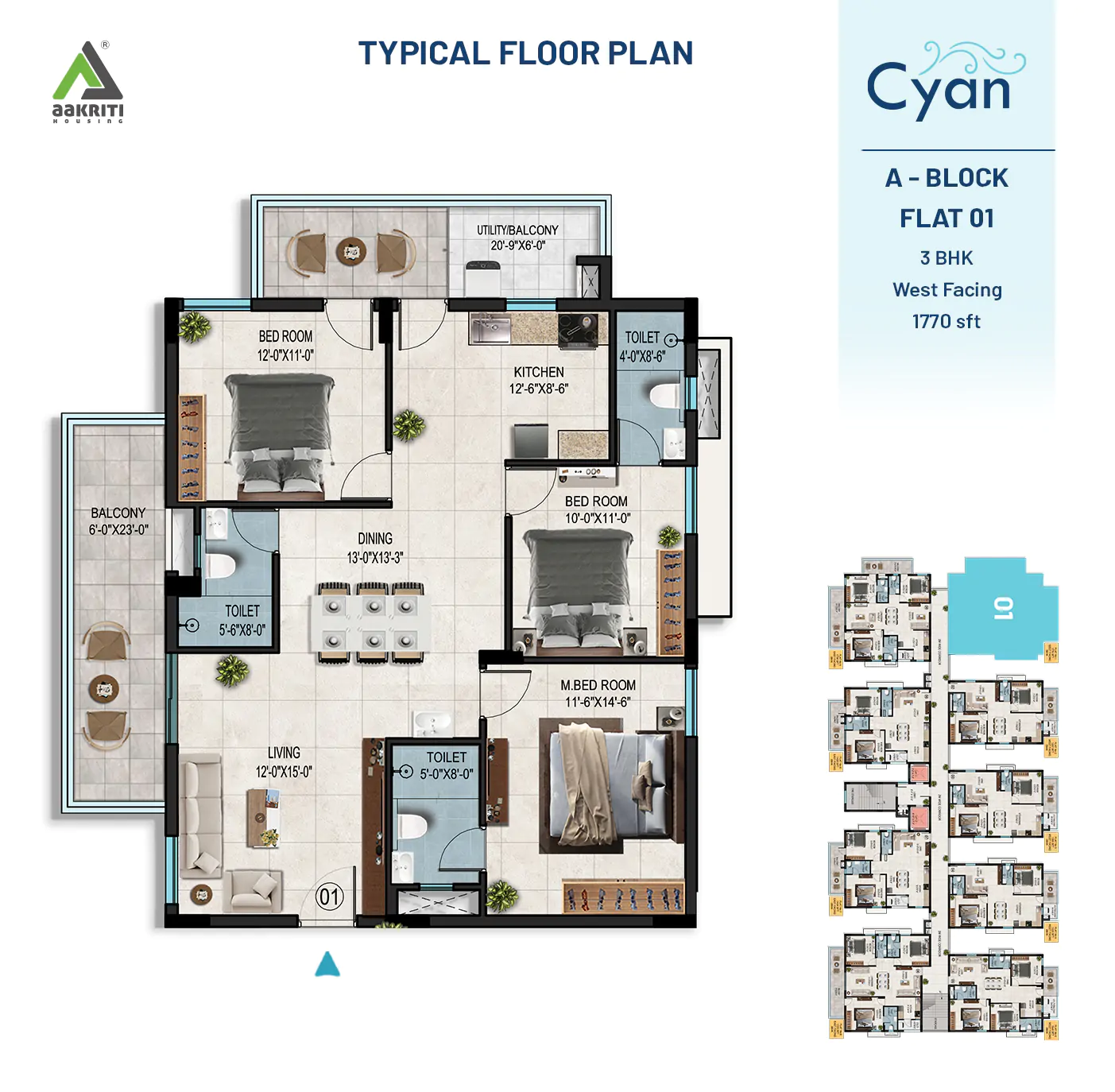 Cyan Flat No - 1 A-BLOCK TYPICAL R4_ 23-08-2024