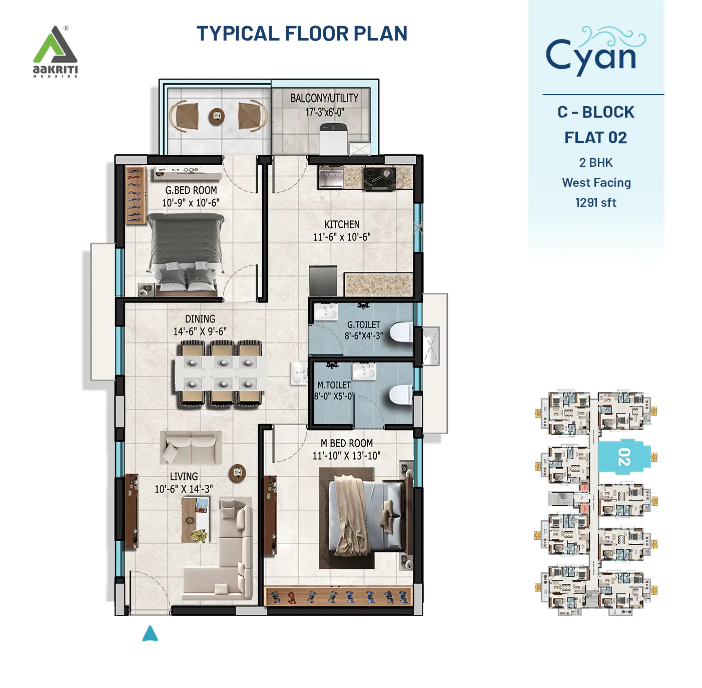 Cyan Flat No - 2 C-BLOCK TYPICAL FLOOR PLAN 24-08-2024