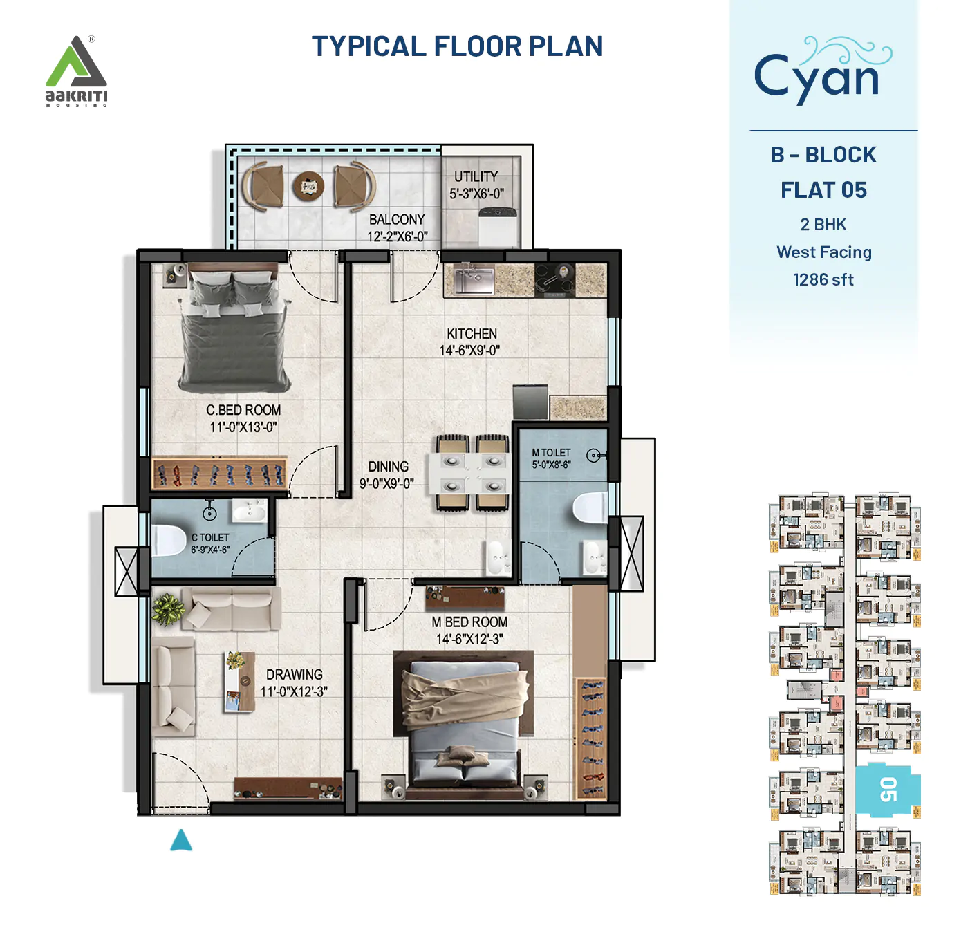 Cyan Flat No - 5 B-BLOCK TYPICAL FLOOR PLAN 24-08-2024