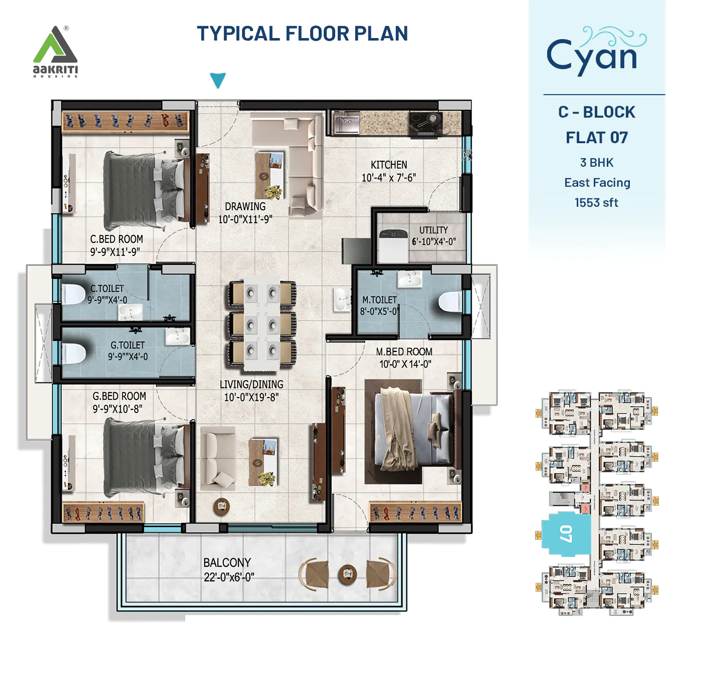 Cyan Flat No - 7 C-BLOCK TYPICAL FLOOR PLAN 24-08-2024