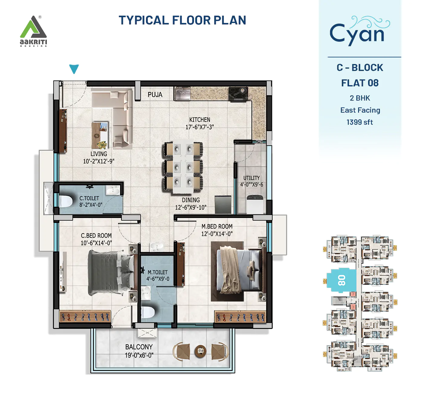 Cyan Flat No - 8 C-BLOCK TYPICAL FLOOR PLAN 24-08-2024